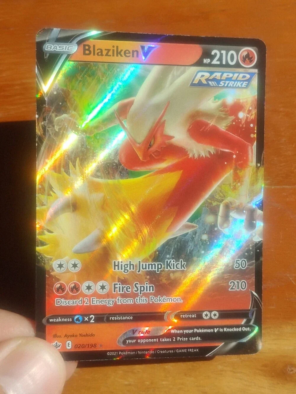 Mint Holo Ultra Rare Full Art Blaziken V 020/198 Chilling Reign Pokemon Card